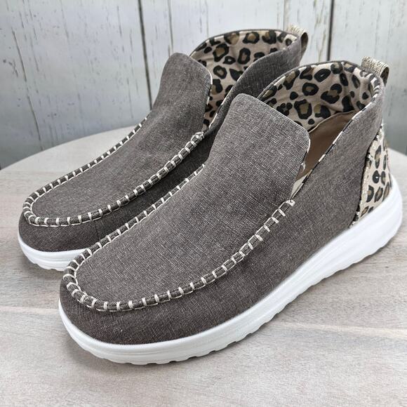 Hey Dude Denny Crafted Leopard Womens Bootie Size 10 Brown Slip On Shoe New - Picture 3 of 11